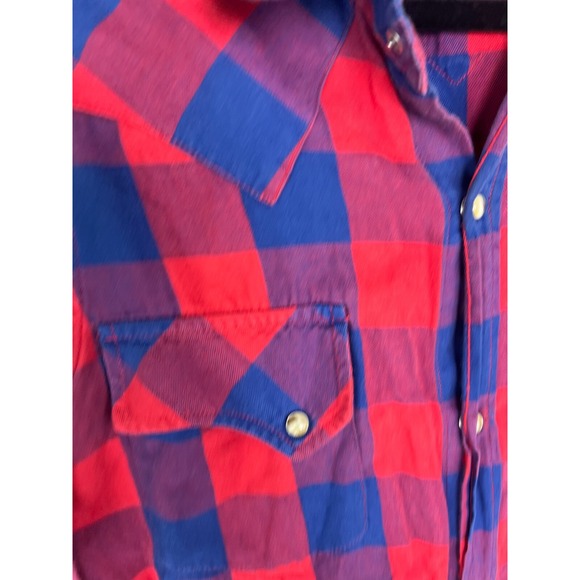 Leara Plaid Snap Button Shirt Red Western Rodeo Vintage Y2K Denim M Medium - Picture 4 of 8
